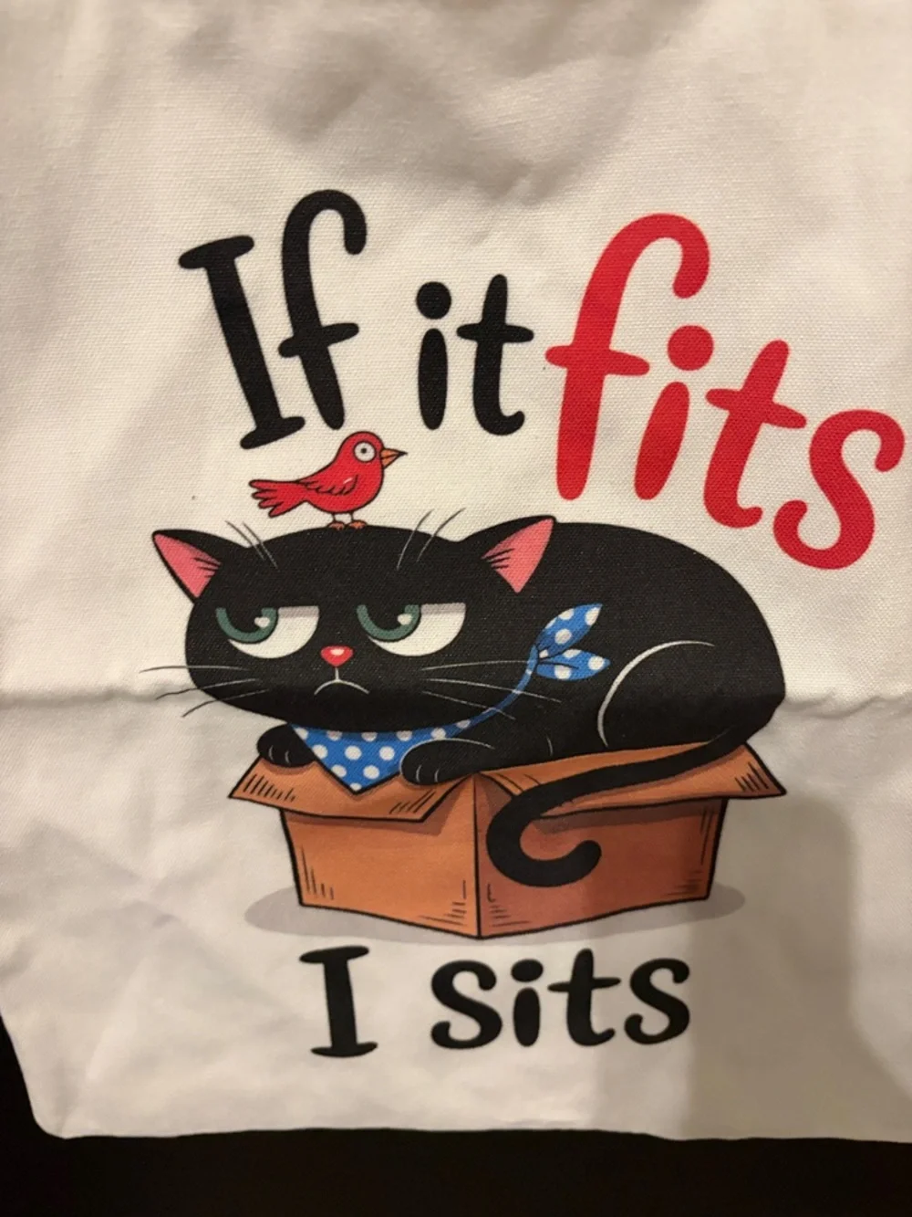 White Cat Tote Bag - If It Fits I Sits NWOT